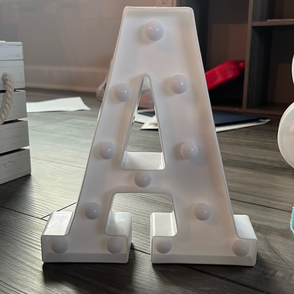 Light up letter A decor